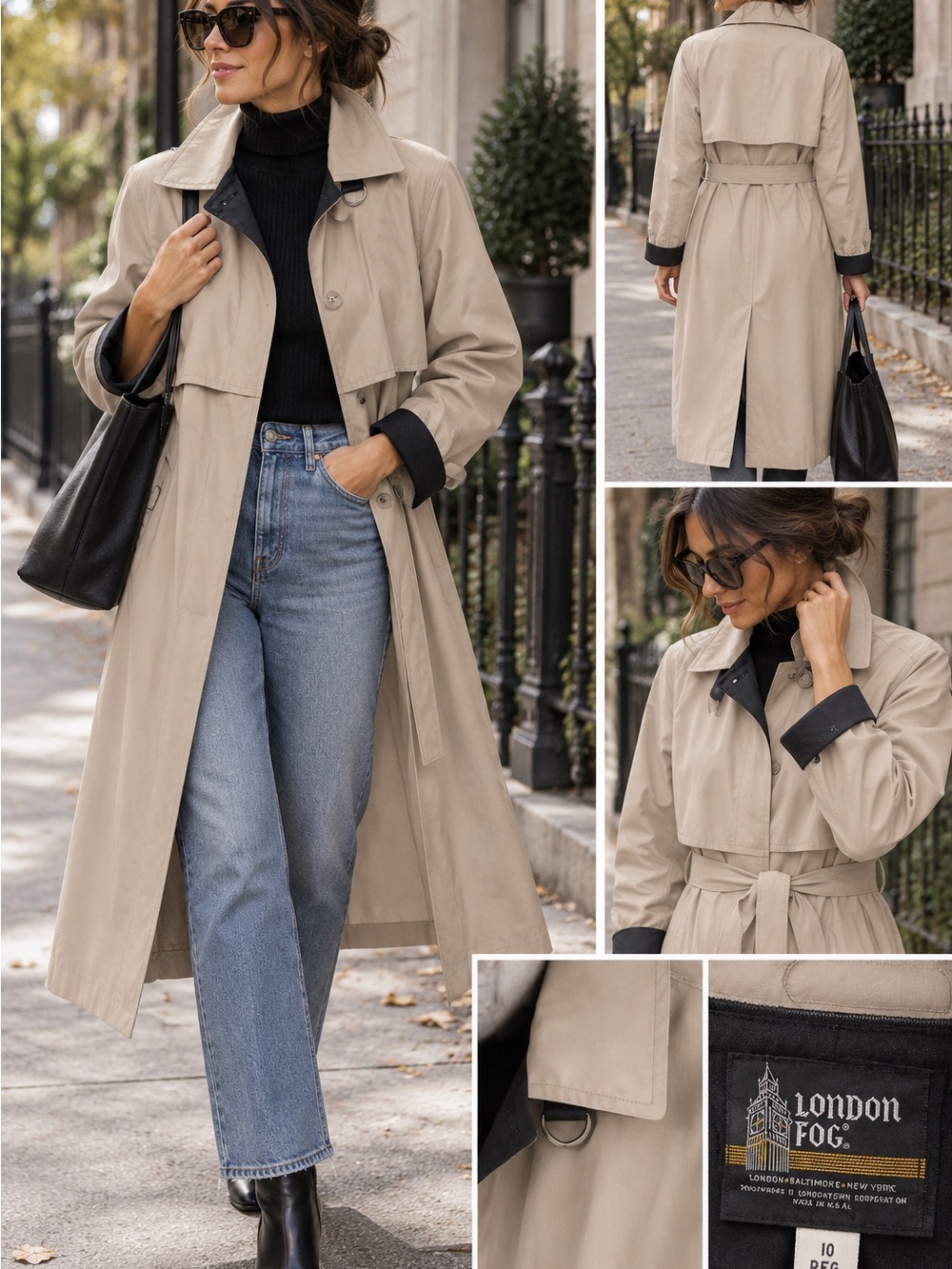 Vintage London Fog Trench Coat Size 10 Removable Zip-Out Liner